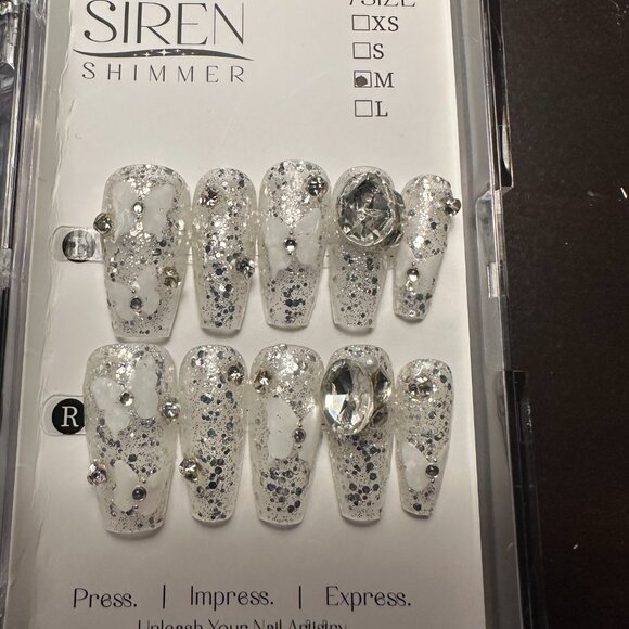 Siren Shimmer Other - High-quality handcrafted reusable press on nails.